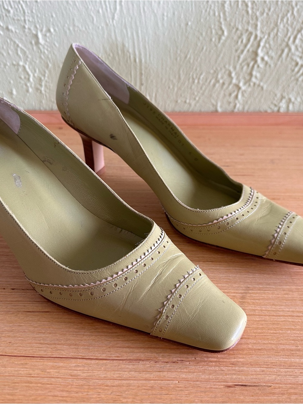 Coach Green Leather Low Block Heel Pumps size 6